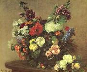 Henri Fantin-Latour Bouquet de Fleurs Diverses oil painting reproduction